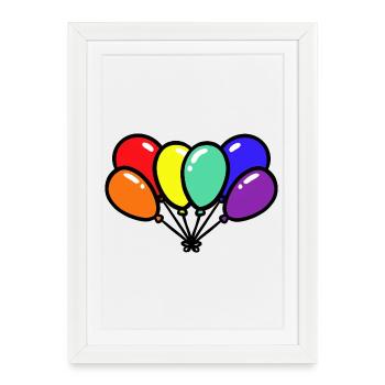 Balloons Balloons LGBT Gay Pride Rainbow - Framed poster (27 × 37 cm) - white - Front