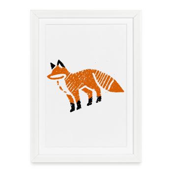Rustic fox in stamp look - Framed poster (27 × 37 cm) - white - Front