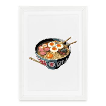 Ramen Bowl Art Print - Framed poster (27 × 37 cm) - white - Front