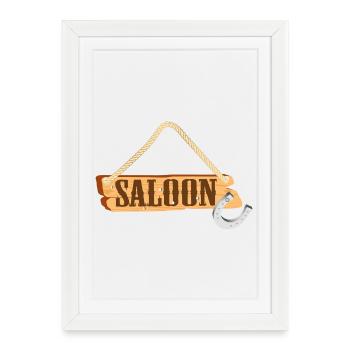 Western-style saloon shield with horseshoes - Framed poster (27 × 37 cm) - white - Front