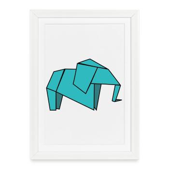 Origami Éléphant - Affiche encadrée (27 × 37 cm) - blanc - Devant