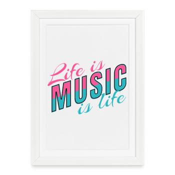 Life Is Music est une déclaration de vie pour les musiciens - Affiche encadrée (27 × 37 cm) - blanc - Devant