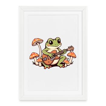 Frog joue de la guitare - Affiche encadrée (27 × 37 cm) - blanc - Devant