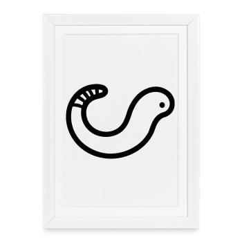 ver de terre - Affiche encadrée (27 × 37 cm) - blanc - Devant