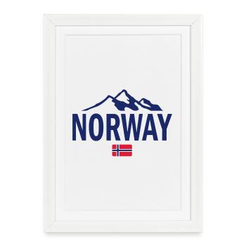 Norway - Norge - Norwegen - Flagge - Skandinavien - Gerahmtes Poster (27 × 37 cm) - Weiß - Vorne
