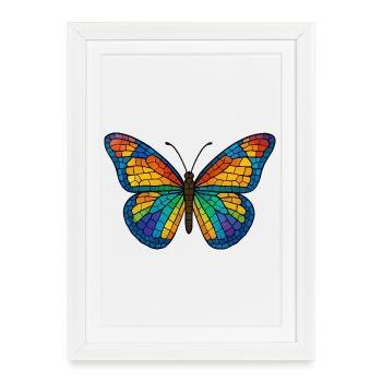Colorful mosaic butterfly - Framed poster (27 × 37 cm) - white - Front