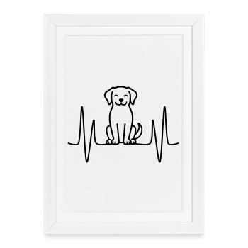 Motif de ligne de battement de cœur de chien - Affiche encadrée (27 × 37 cm) - blanc - Devant