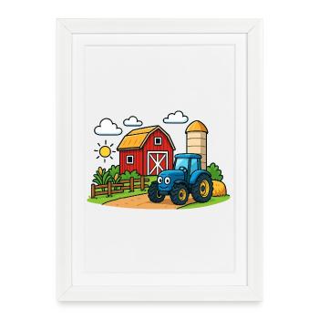 Ferme amusante avec tracteur - Affiche encadrée (27 × 37 cm) - blanc - Devant