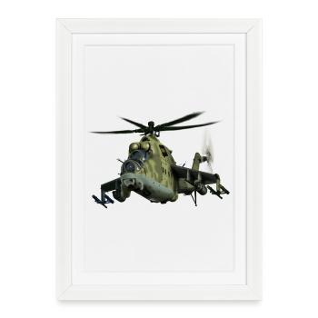avion de chasse motif camouflage hélicoptère - Affiche encadrée (27 × 37 cm) - blanc - Devant