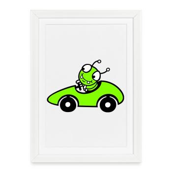 Caterpillar Worm Voiture de course Voiture de course Conduite rapide Sports - Affiche encadrée (27 × 37 cm) - blanc - Devant