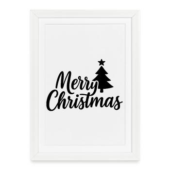 Joyeux Noël avec sapin de Noël festif - Affiche encadrée (27 × 37 cm) - blanc - Devant