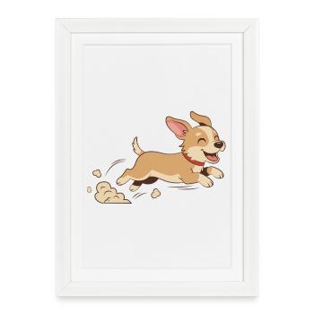 Cour pour chiots - Affiche encadrée (27 × 37 cm) - blanc - Devant