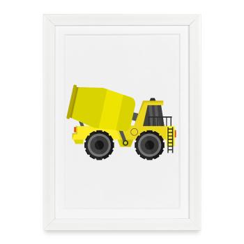 Camion malaxeur à béton - Affiche encadrée (27 × 37 cm) - blanc - Devant