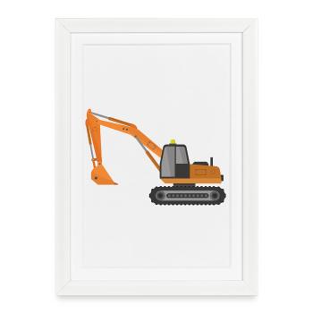 Excavator - Framed poster (27 × 37 cm) - white - Front