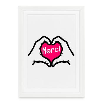 Merci Cœur - Affiche encadrée (27 × 37 cm) - blanc - Devant