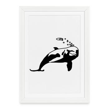 Dauphin - Affiche encadrée (27 × 37 cm) - blanc - Devant