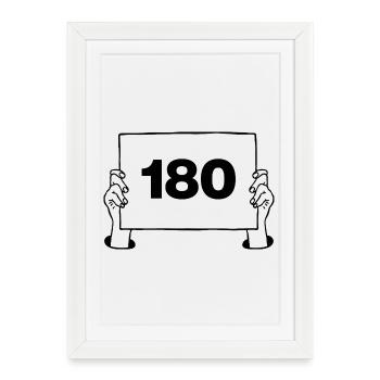 180 Bouclier de Fléchettes, Accro aux Fléchettes, Cent Quatre-vingts - Affiche encadrée (27 × 37 cm) - blanc - Devant