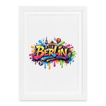 Lettrage graffiti berlinois avec effets de couleur - Affiche encadrée (27 × 37 cm) - blanc - Devant