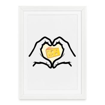 Cheese Love Heart - Framed poster (27 × 37 cm) - white - Front