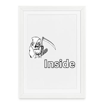 Dead Inside – Design du Faucheur du Crâne Sombre - Affiche encadrée (27 × 37 cm) - blanc - Devant