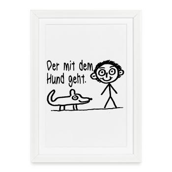 Celui qui accompagne le chien Propriétaire de chien Amoureux des chiens - Affiche encadrée (27 × 37 cm) - blanc - Devant