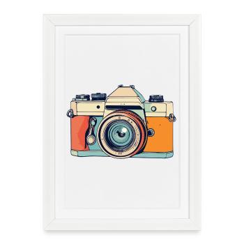 Retro SLR Camera Camera Camera Illustration - Framed poster (27 × 37 cm) - white - Front