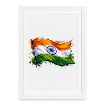 Drapeau indien - Affiche encadrée (27 × 37 cm) - blanc - Devant