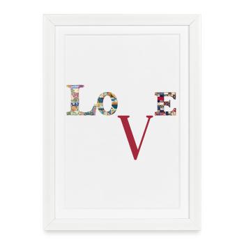 Love Patchwork Typography - Framed poster (27 × 37 cm) - white - Front