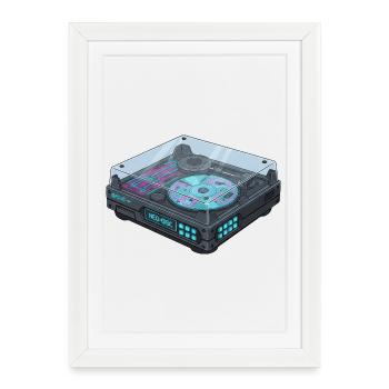 Platine tournante futuriste Cool Modern Design - Affiche encadrée (27 × 37 cm) - blanc - Devant