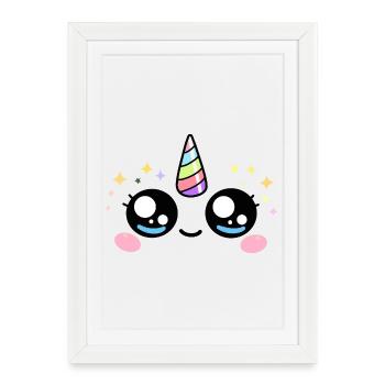Unicorn Eyes Kawaii – Cute Magical Eyes - Framed poster (27 × 37 cm) - white - Front