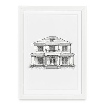 Dessin classique en ligne de façade - Affiche encadrée (27 × 37 cm) - blanc - Devant