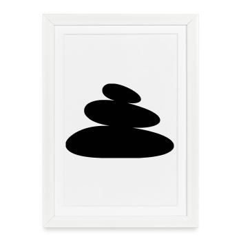 Tour d’équilibre des pierres zen - Affiche encadrée (27 × 37 cm) - blanc - Devant