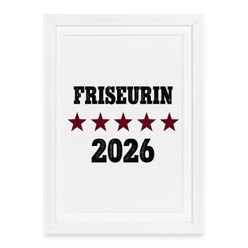 2026 Profession de coiffeur Diplôme Apprentissage réussi - Affiche encadrée (27 × 37 cm) - blanc - Devant
