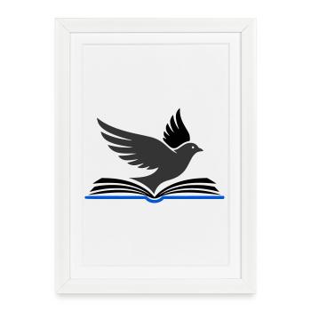 Bird flies out of book - Framed poster (27 × 37 cm) - white - Front