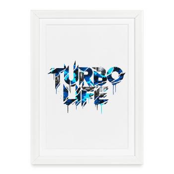 Turbo Life Auto Tuning cool Blue Camo Street Style - Framed poster (27 × 37 cm) - white - Front