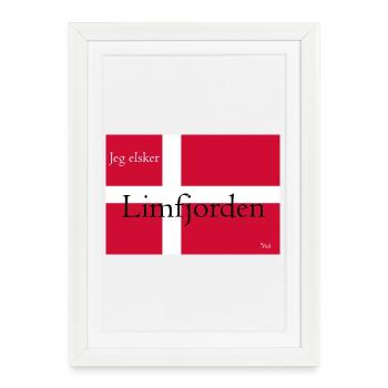 Drapeau danois : Jeg elsker Limfjorden - Affiche encadrée (27 × 37 cm) - blanc - Devant