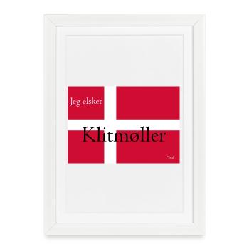 Drapeau danois de Klitmøller - Affiche encadrée (27 × 37 cm) - blanc - Devant