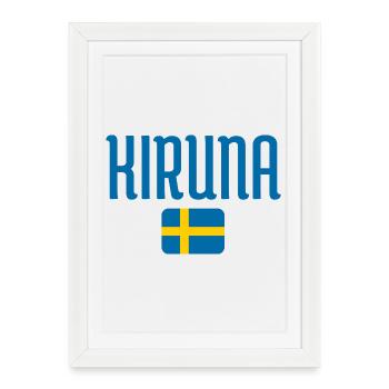 Kiruna avec le drapeau suédois - Affiche encadrée (27 × 37 cm) - blanc - Devant