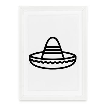 chapeau mexicain - Affiche encadrée (27 × 37 cm) - blanc - Devant