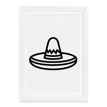 chapeau mexicain - Affiche encadrée (27 × 37 cm) - blanc - Devant