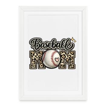 Cadeau de la fête des mères Maillot léopard de la maman de baseball - Affiche encadrée (27 × 37 cm) - blanc - Devant