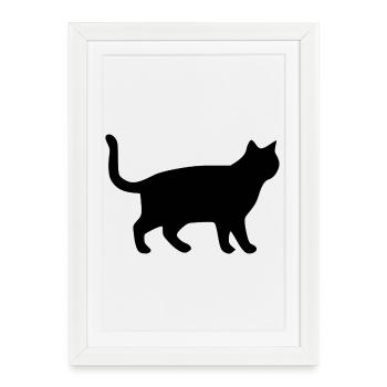 Cadeau des silhouettes de chats chats noirs - Affiche encadrée (27 × 37 cm) - blanc - Devant