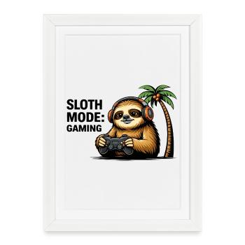 Palm Gamer Sloth - Framed poster (27 × 37 cm) - white - Front