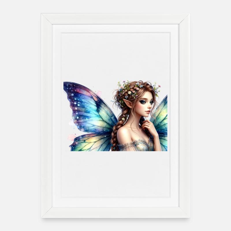 Irisierende Feenkrone - Gerahmtes Poster (27 × 37 cm) - Weiß