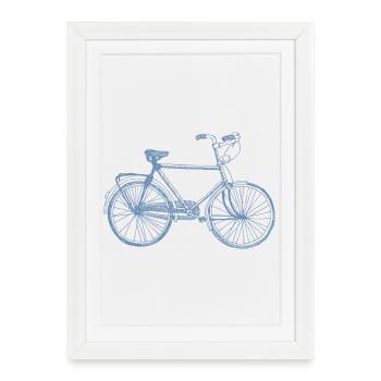 Cycliste Retro Sketch Silhouette Vintage - Affiche encadrée (27 × 37 cm) - blanc - Devant