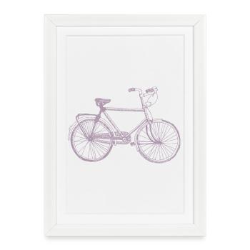 Cycliste Retro Sketch Silhouette Vintage - Affiche encadrée (27 × 37 cm) - blanc - Devant