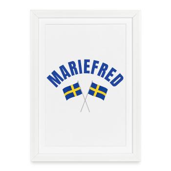 Drapeaux suédois de Mariefred - Affiche encadrée (27 × 37 cm) - blanc - Devant
