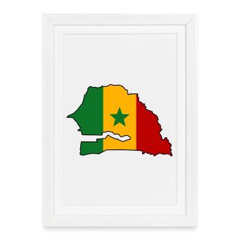 Carte du drapeau du Sénégal - Affiche encadrée (27 × 37 cm) - blanc - Devant