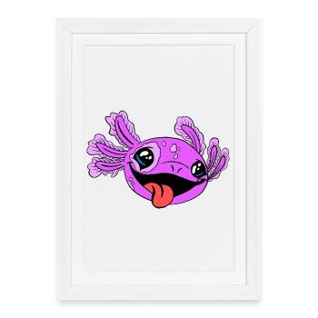 Naughty Axolotl with Tongue - Framed poster (27 × 37 cm) - white - Front