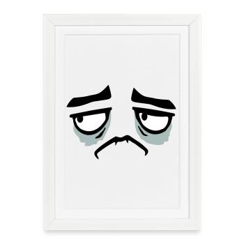 Mürrisches Trauriges Enttäuschtes Gesicht Lustig - Gerahmtes Poster (27 × 37 cm) - Weiß - Vorne